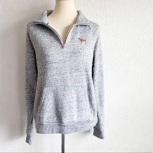 PINK Victoria’s Secret zip up pullover gray sweater medium